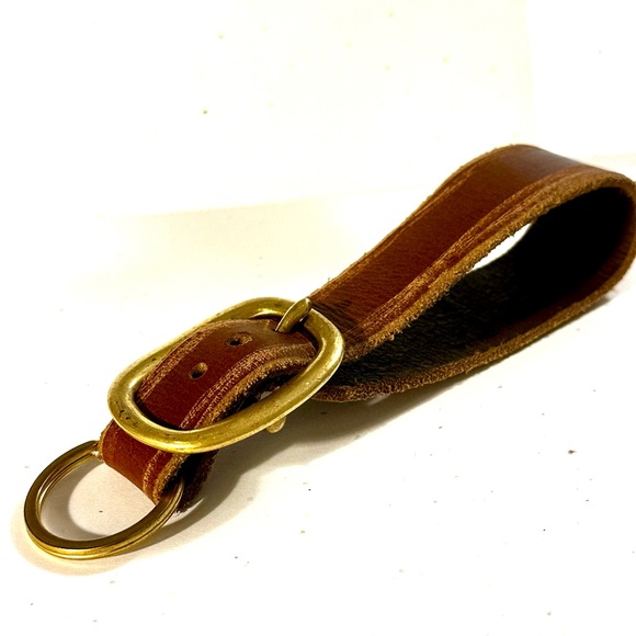 Antiqued Equestrian Keychain with Raw Cut Strap - Picture 1 of 8